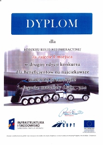 Dyplom za najlepsze promocyjne materiały drukowane projektu Centrum Unijnych Projektów Transportowych